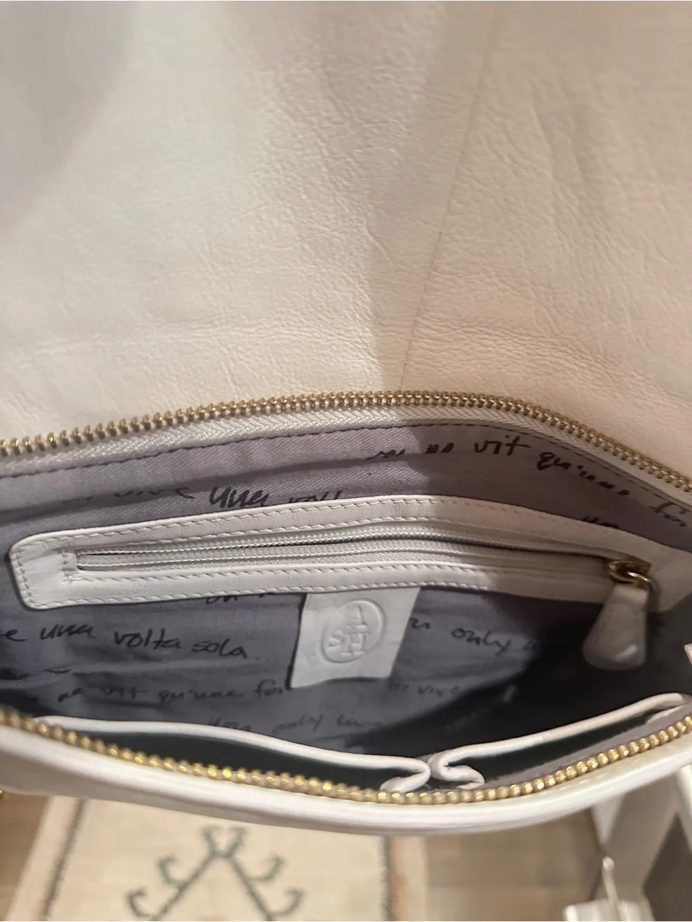 Ash White Envelope Clutch with Gold & Silver Stud Embellishments